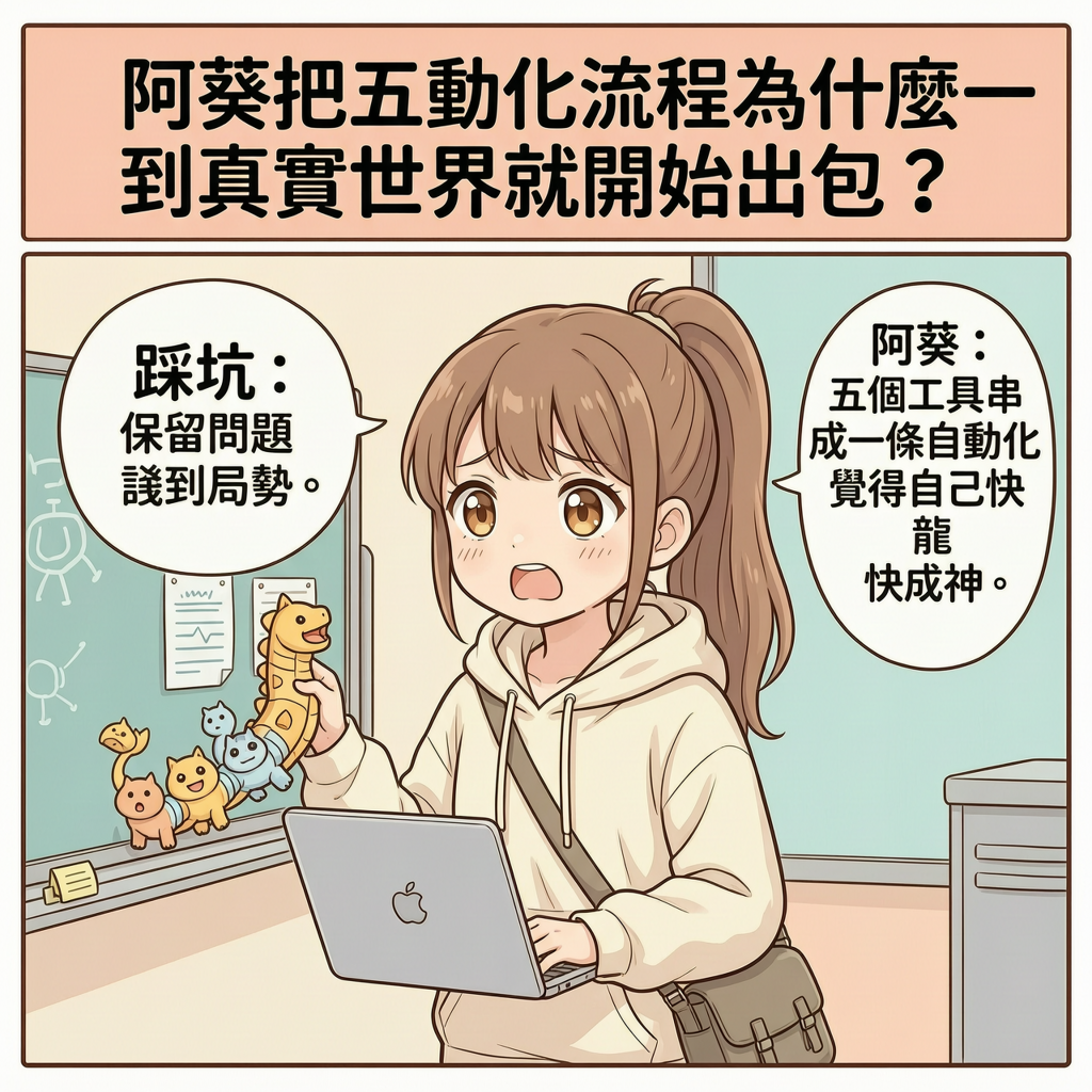 阿葵｜阿葵把五個工具串成一條自動化龍，覺得自己快成神