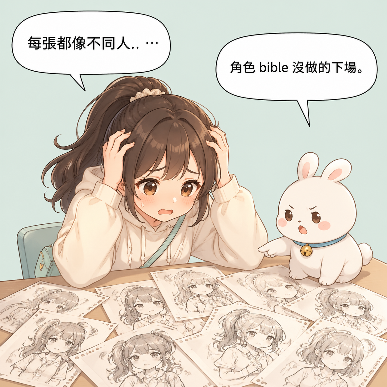 幫漫畫角色換衣服，AI 每次都長不一樣？三招固定他 第2格 放大情緒